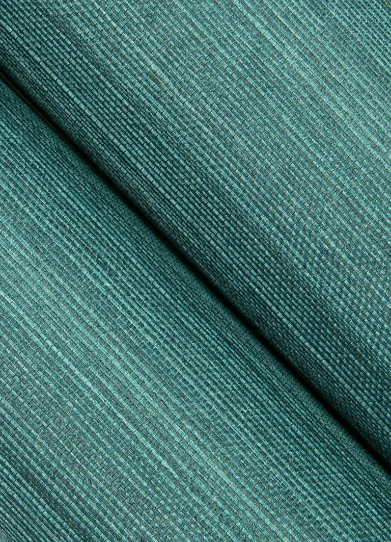 Colcord Sisal Grasscloth Wallpaper - Teal — Ảnh 5