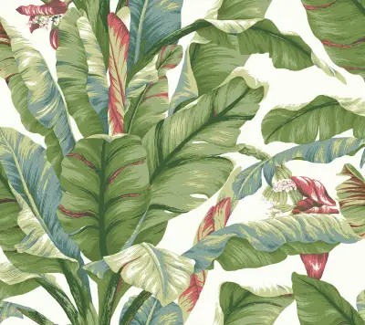 Banana Leaf Peel and Stick Wallpaper - White/Green