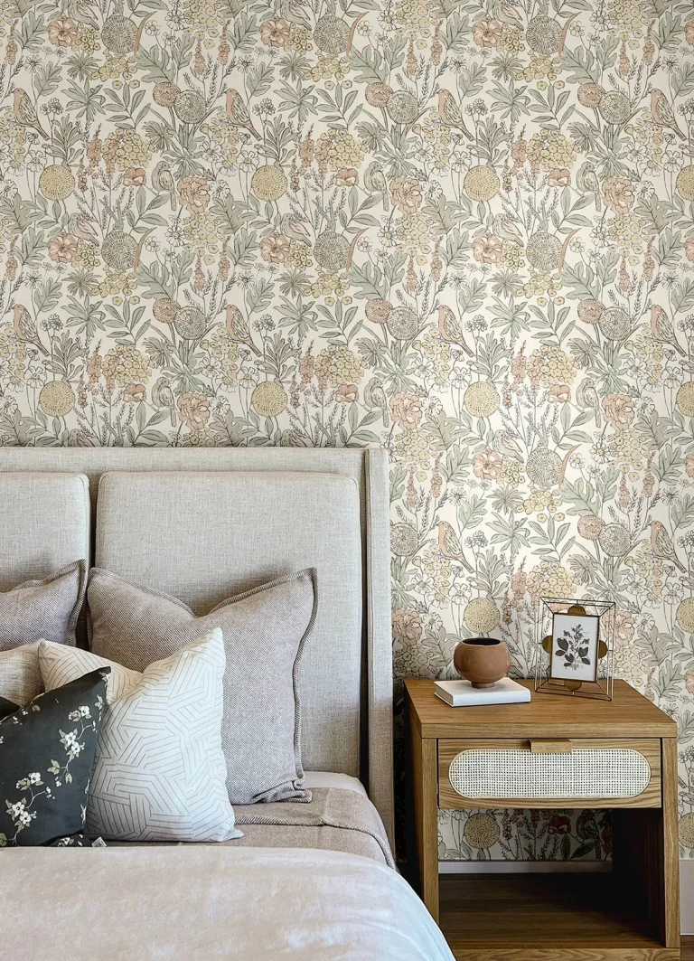 Chesapeake Goldfinch Birds and Blooms Wallpaper - Peach — Ảnh 2