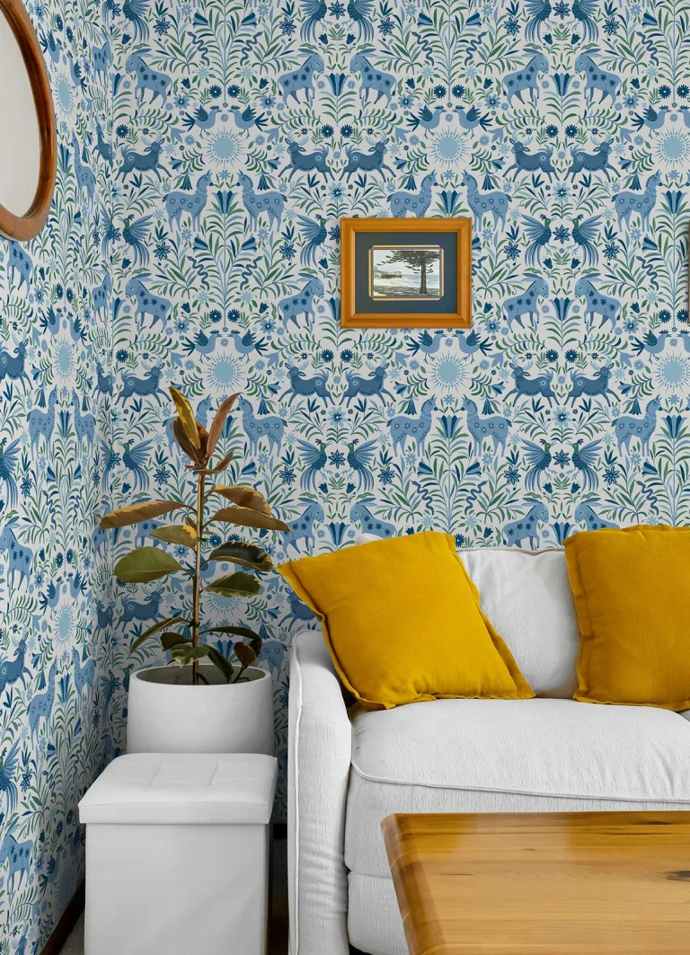 Whimsical Creatures Peel and Stick Wallpaper - Blue — Image 6