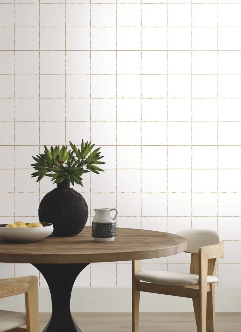 La Vitre Plaid Wallpaper - Gold — Ảnh 5
