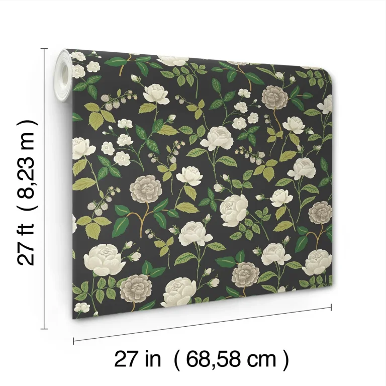 Rifle Paper Co. Roses Wallpaper - Black — Ảnh 7