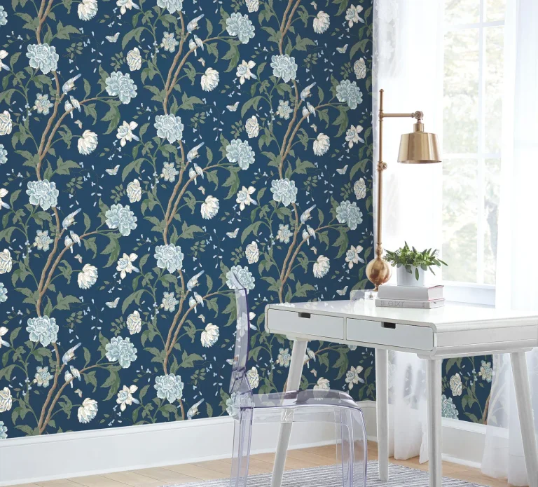 Teahouse Floral Wallpaper - Navy — Ảnh 6