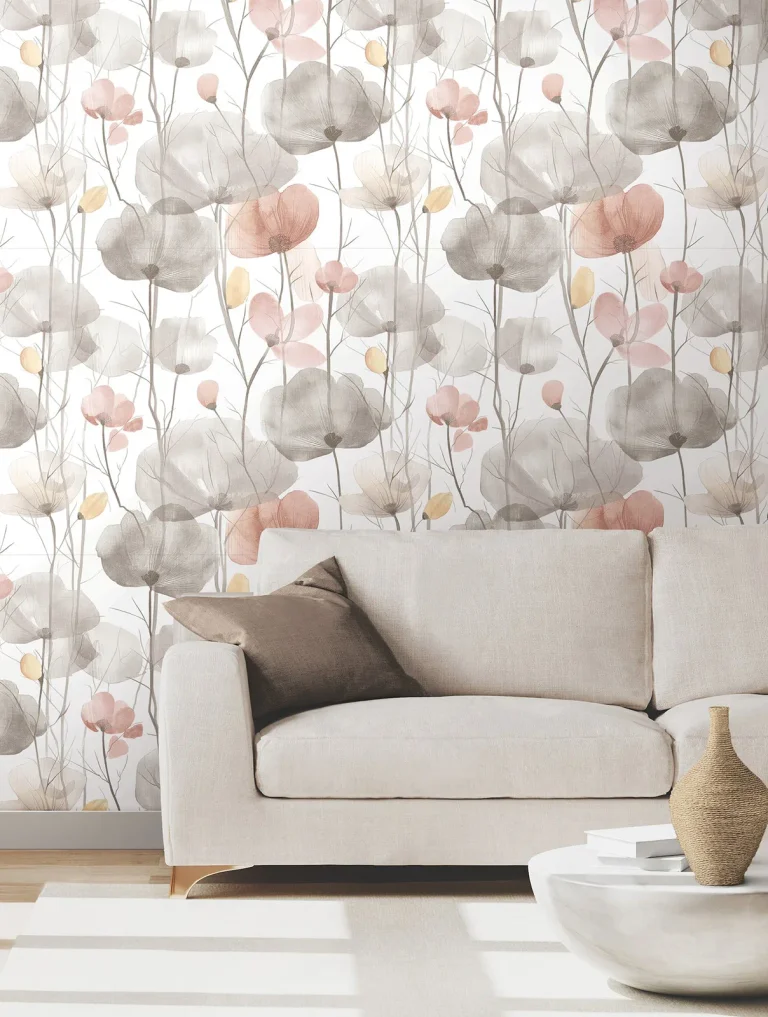 Ronald Redding Cotswolds Poppies Floral Wallpaper - Pastel — Ảnh 4