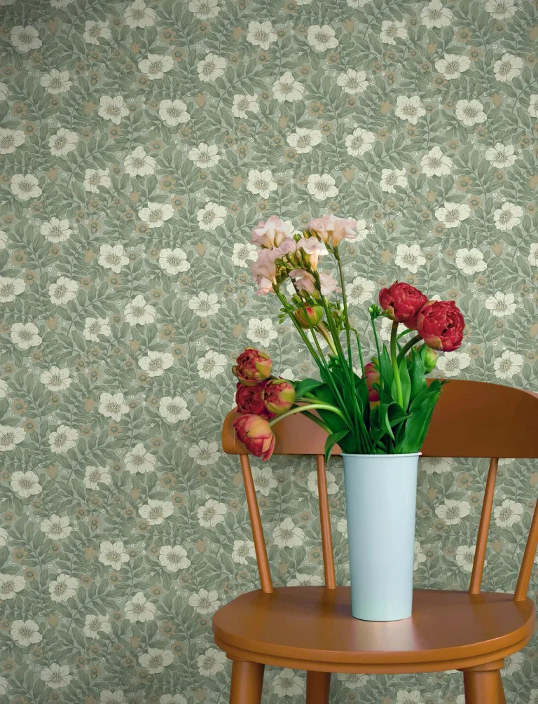 Maggan Floral Trail Wallpaper - Sea Green — Image 5
