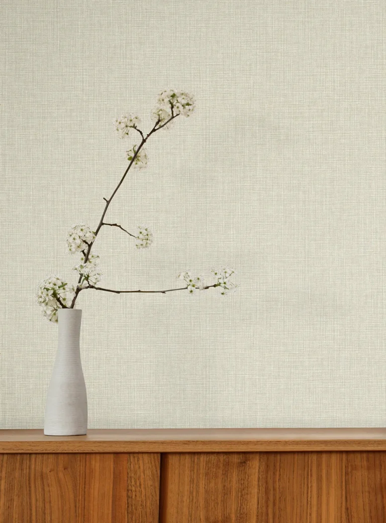 Egyptian Linen Faux Fabric Wallpaper - Cream — Ảnh 5