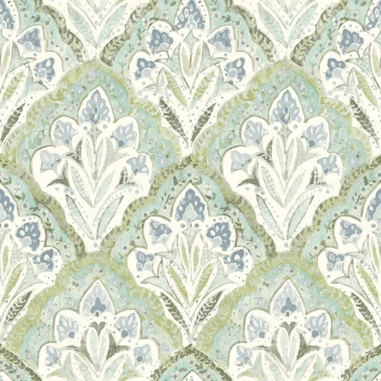 Chesapeake Mimir Quilted Damask Wallpaper - Aquamarine — Ảnh 5