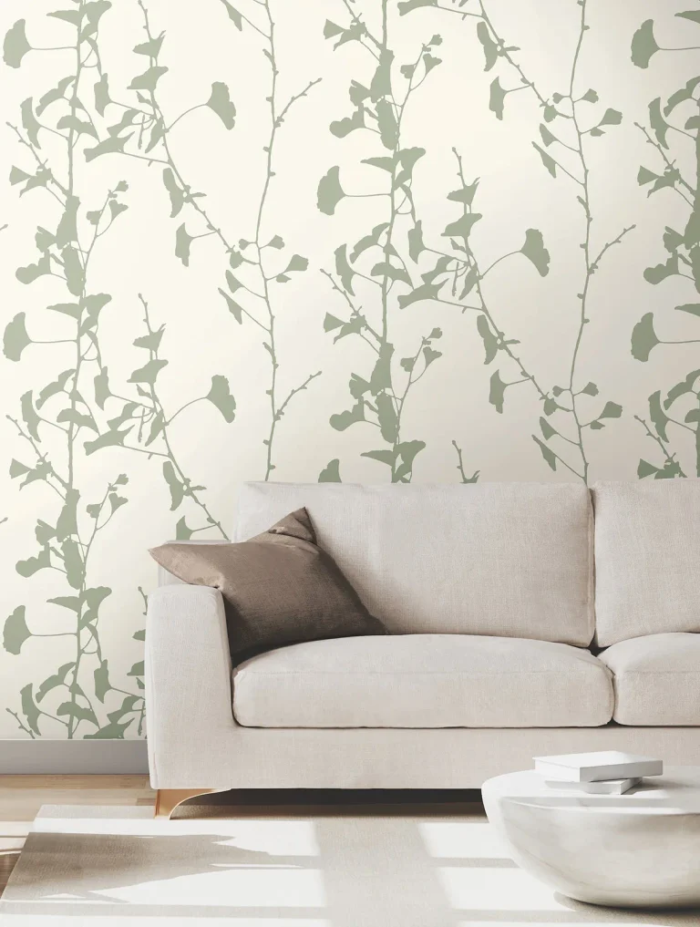 Ronald Redding Ginkgo Silhouette Cork Wallpaper - Sage — Image 3