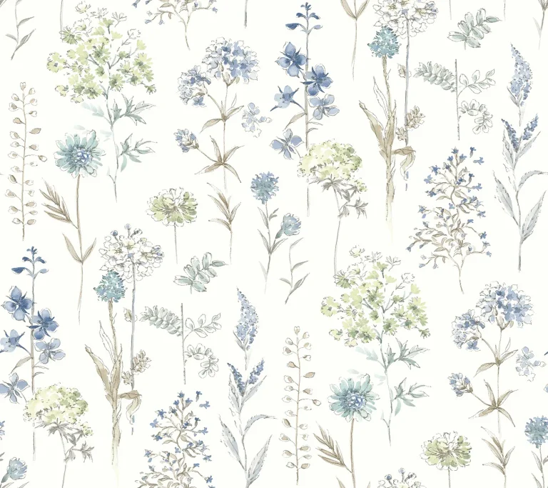 Chesapeake Bergamot Wildflower Wallpaper - Sea Green — Image 2