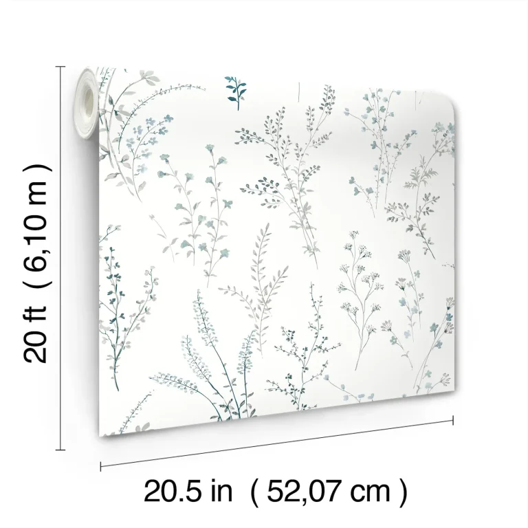 Wildflower Sprigs Peel and Stick Wallpaper - Blue/Green — Ảnh 2