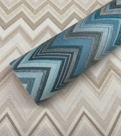 Happy Zigzag Wallpaper - Blue/Multi