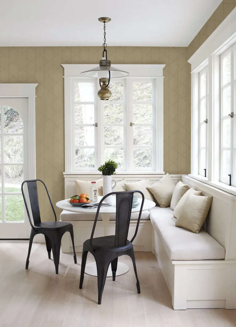 Walcott Stitched Trellis Wallpaper - Taupe — Ảnh 4