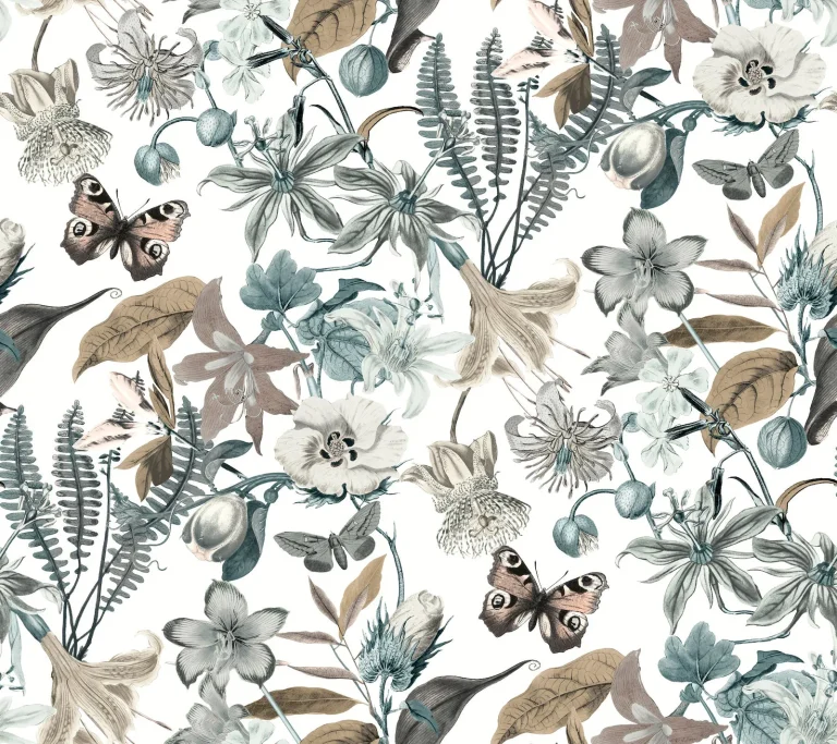 Butterfly House Wallpaper - White/Neutrals/Blue — Ảnh 6