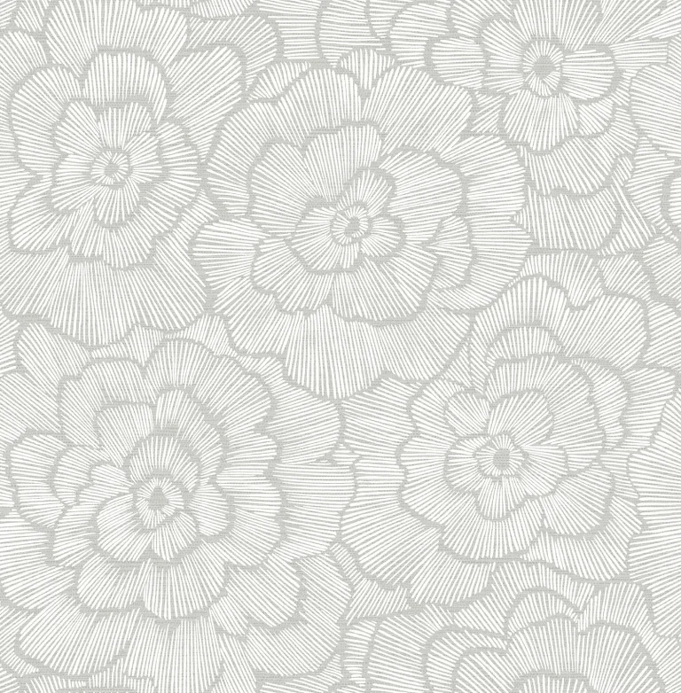 Periwinkle Textured Floral Wallpaper - Light Grey — Ảnh 4