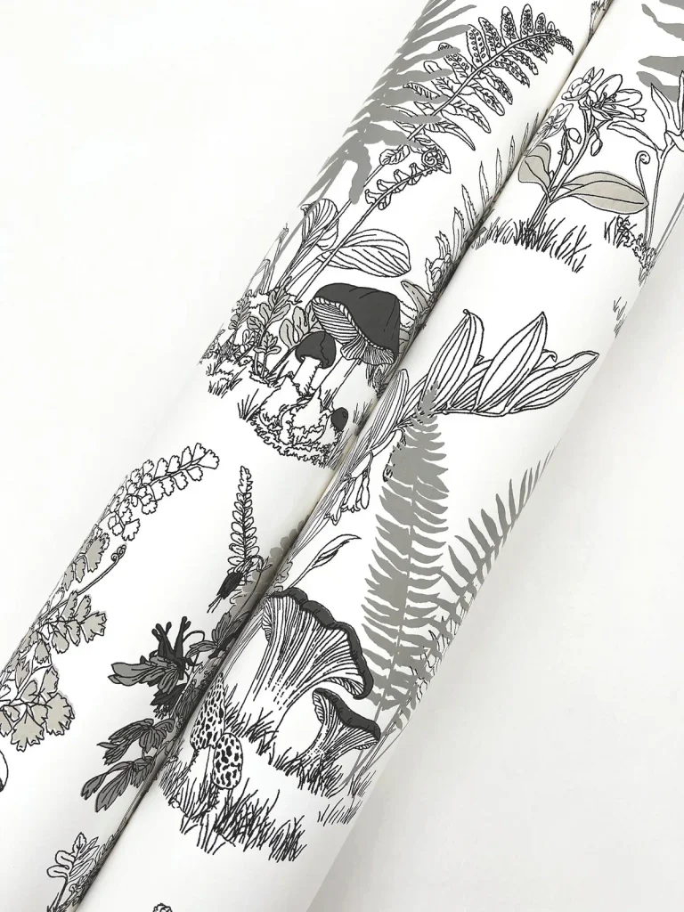 Mushroom Garden Toile Wallpaper - Black/Grey — Ảnh 7