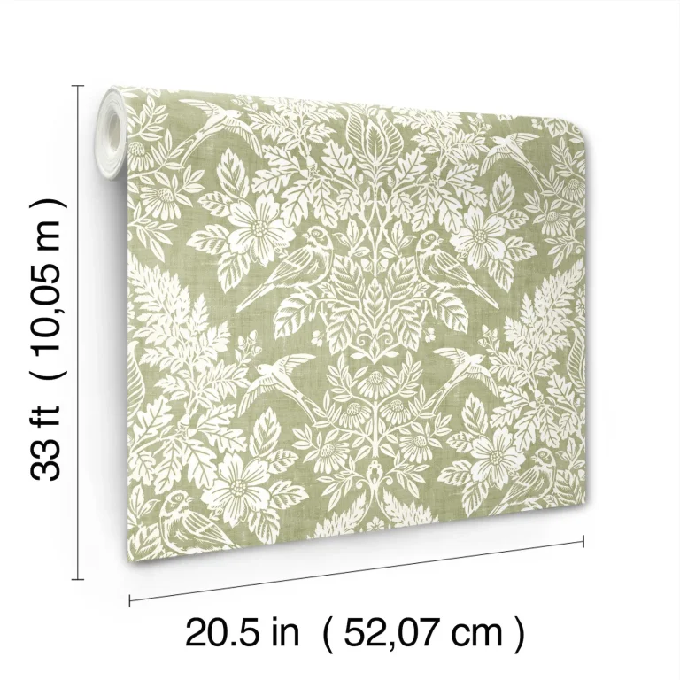 Chris Loves Julia Finch Woodland Damask Wallpaper - Light Green — Image 3