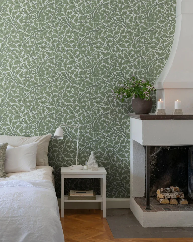 Oak Tree Leaf Wallpaper - Green — Image 2