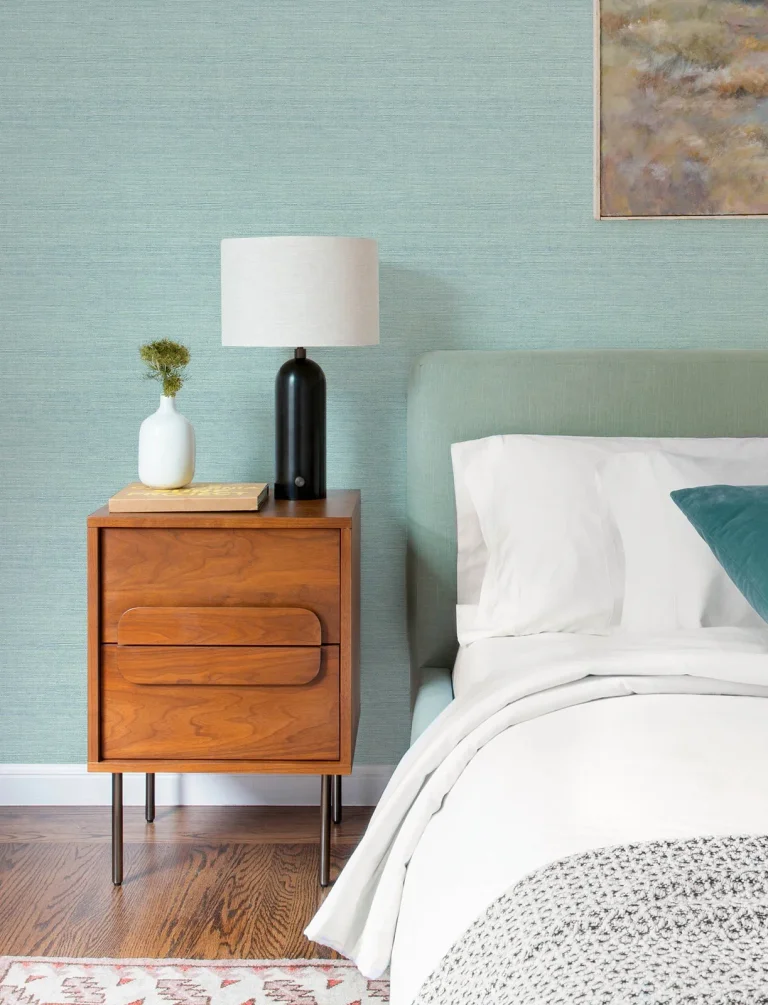 Agave Faux Grasscloth Wallpaper - Aqua - 4197-24282 — Ảnh 6