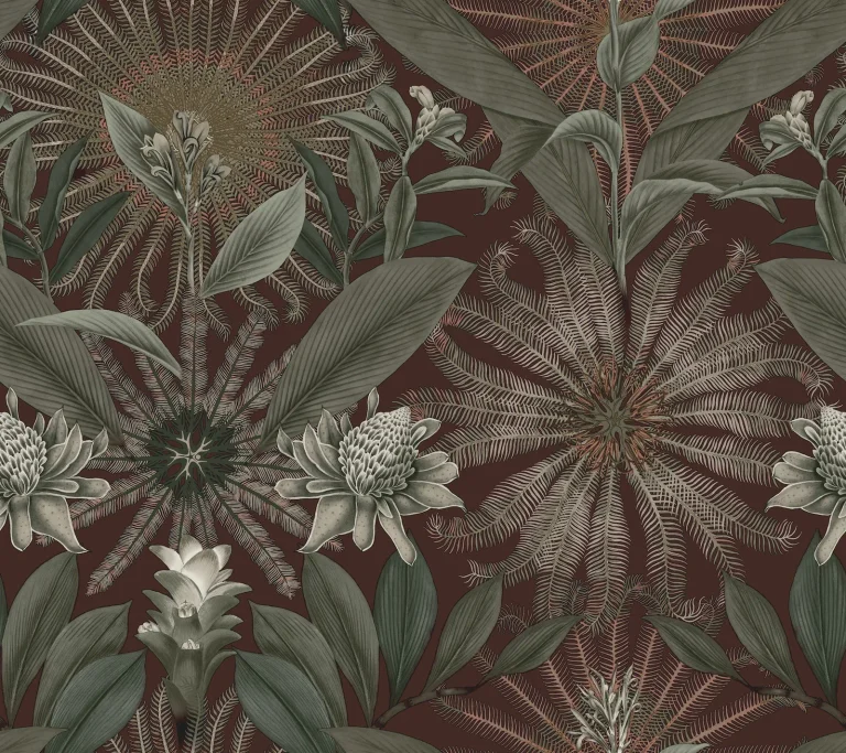 Ronald Redding Enchanted Garden Tropical Wallpaper - Maroon — Ảnh 3