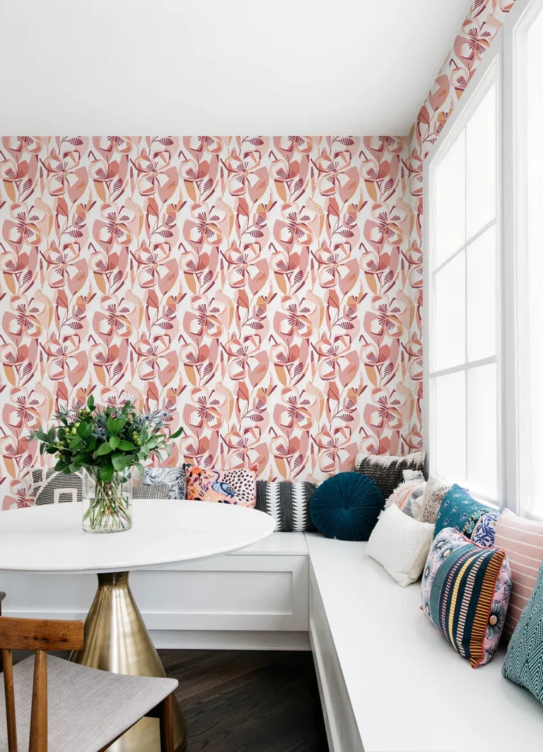 Nathalie Abstract Blooms Wallpaper - Coral — Ảnh 5