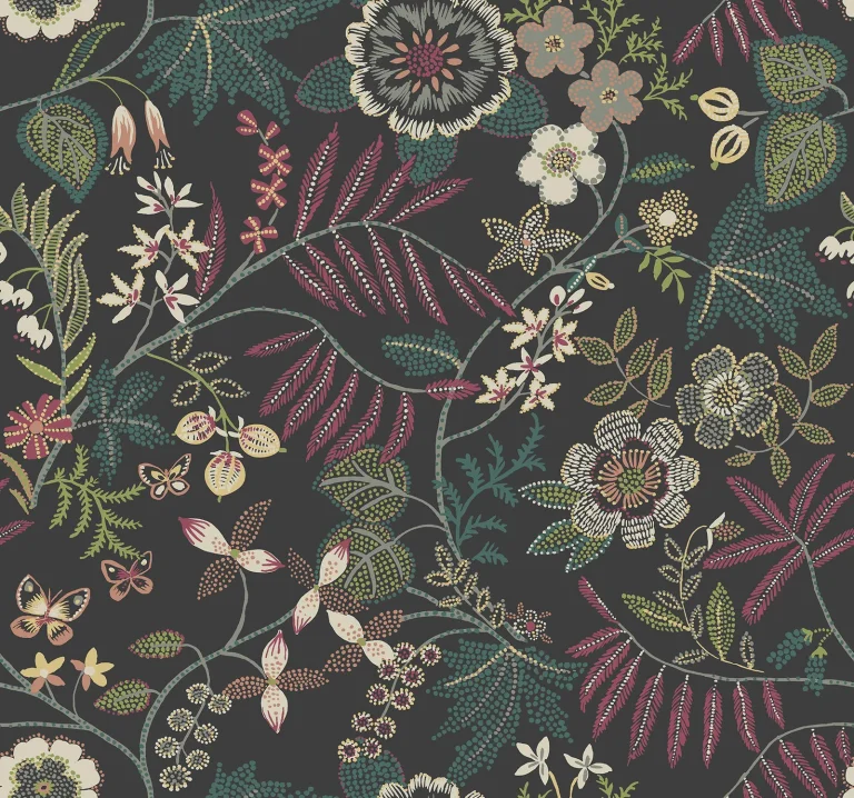 Marilyn Floral Trail Wallpaper - Black — Ảnh 3
