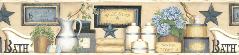 Chesapeake Martha Country Bath Wallpaper Border - Blue — Ảnh 3