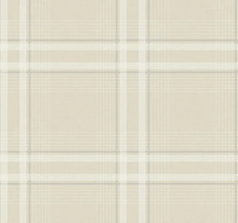Ronald Redding Country Club Plaid Faux Linen Wallpaper - Beige — Ảnh 2