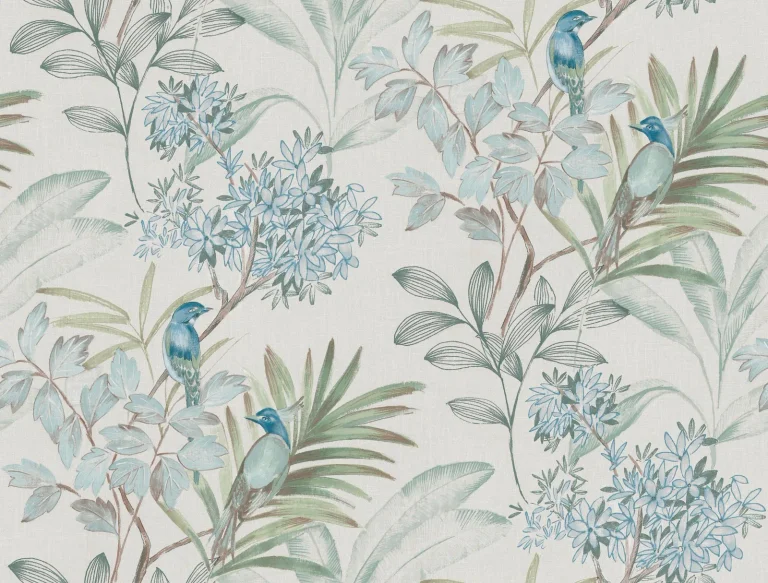 Handpainted Songbird Wallpaper - Turquiose — Ảnh 4