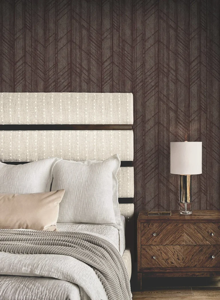 Ronald Redding Winthrop Geometric Wallpaper - Merlot