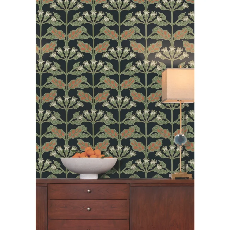 Ronald Redding Tracery Blooms Wallpaper - Black/Multi — Ảnh 3