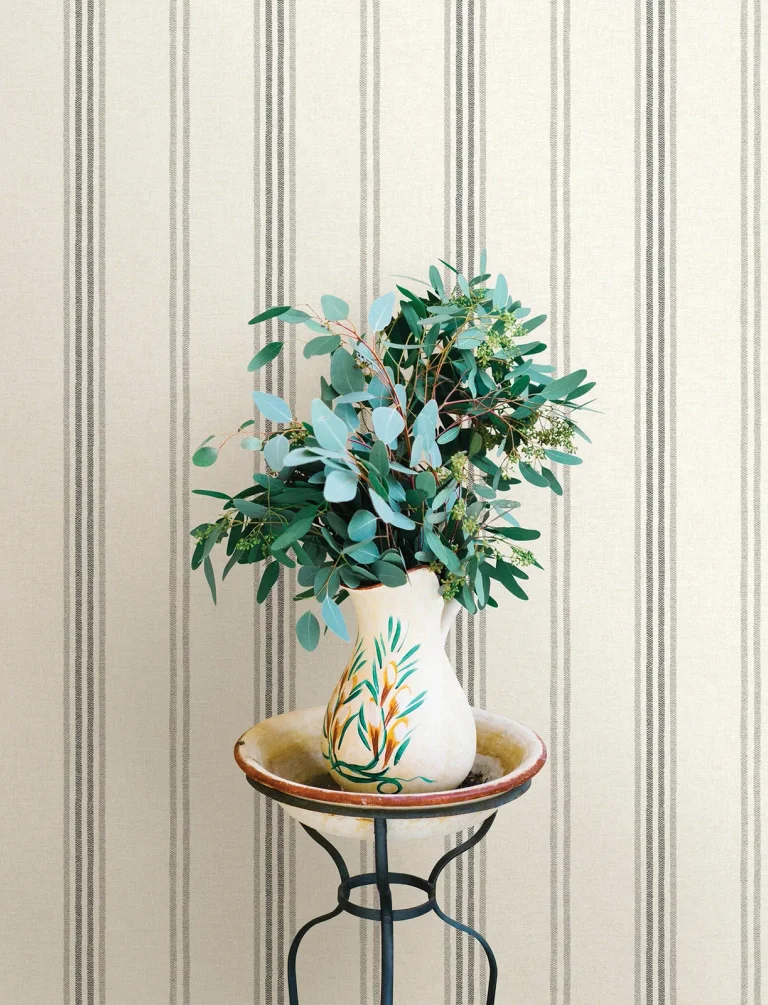 Chesapeake Lovage Linen Stripe Wallpaper - Charcoal — Ảnh 4