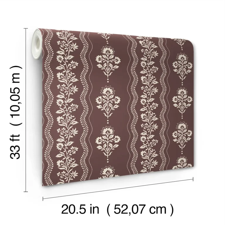 Chesapeake Lenea Floral Stripe Wallpaper - Burgundy — Ảnh 6