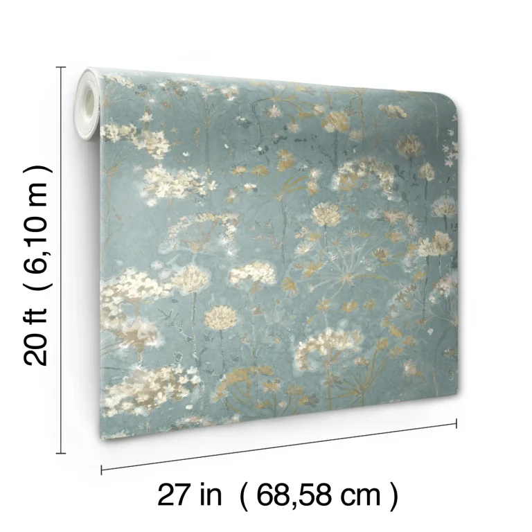 Botanical Fantasy Peel and Stick Wallpaper - Blue/Beige — Ảnh 2
