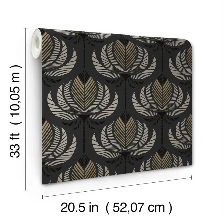 Ferrenby Floral Fan Wallpaper - Black — Image 3