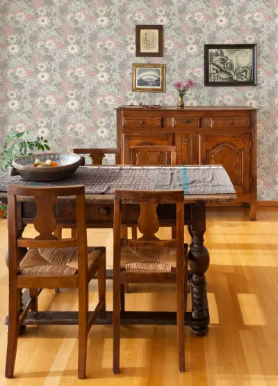 Voysey Floral Wallpaper - Pink