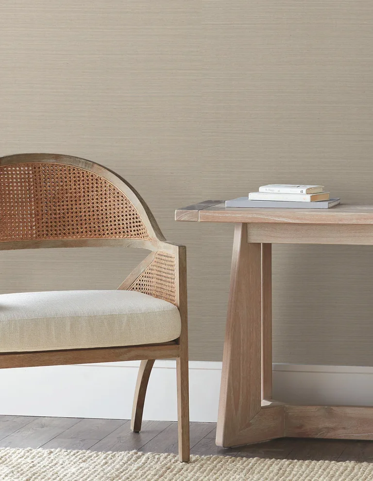 Natural Grasscloth Peel and Stick Wallpaper - Warm Grey — Ảnh 2