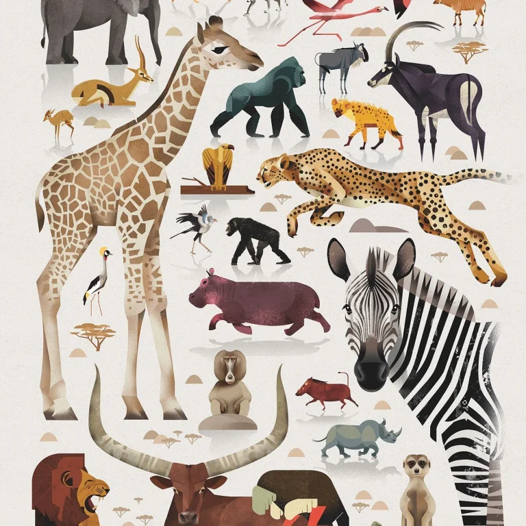 African Wildlife - Wall Mural 5527 - 4 Panel - 192cm x 260cm — Ảnh 2