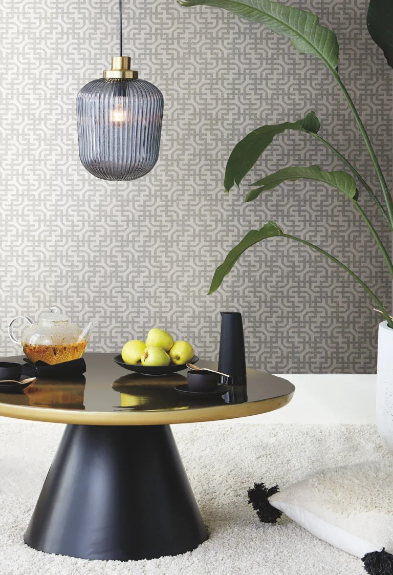 Ronald Redding Dynastic Lattice Wallpaper - White/Silver — Image 2