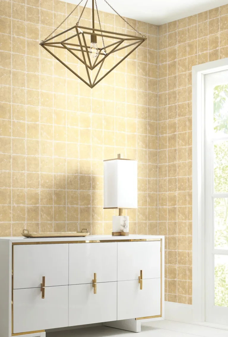 Ronald Redding Metal Leaf Squares Wallpaper - Gold — Ảnh 4