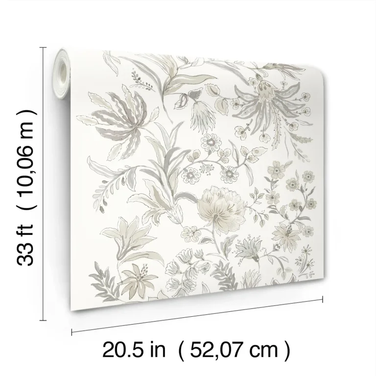 Teonna Floral Stripe Wallpaper - Light Grey — Ảnh 7