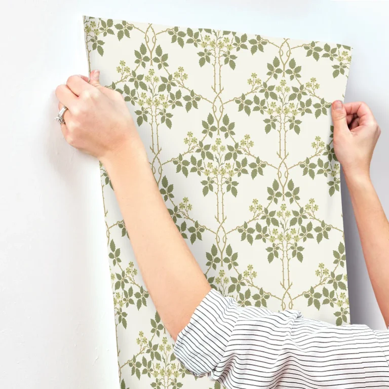 Blackberry Vine Trellis Wallpaper - Chartreuse — Image 2