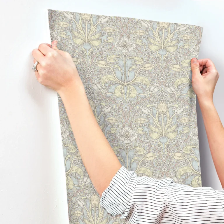 Spring Thicket Tulip Damask Wallpaper - Light Blue — Ảnh 4