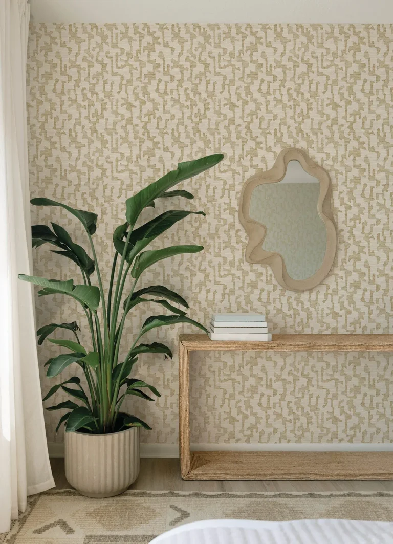 Cipher Geometric Faux Grasscloth Wallpaper - Chestnut — Ảnh 2