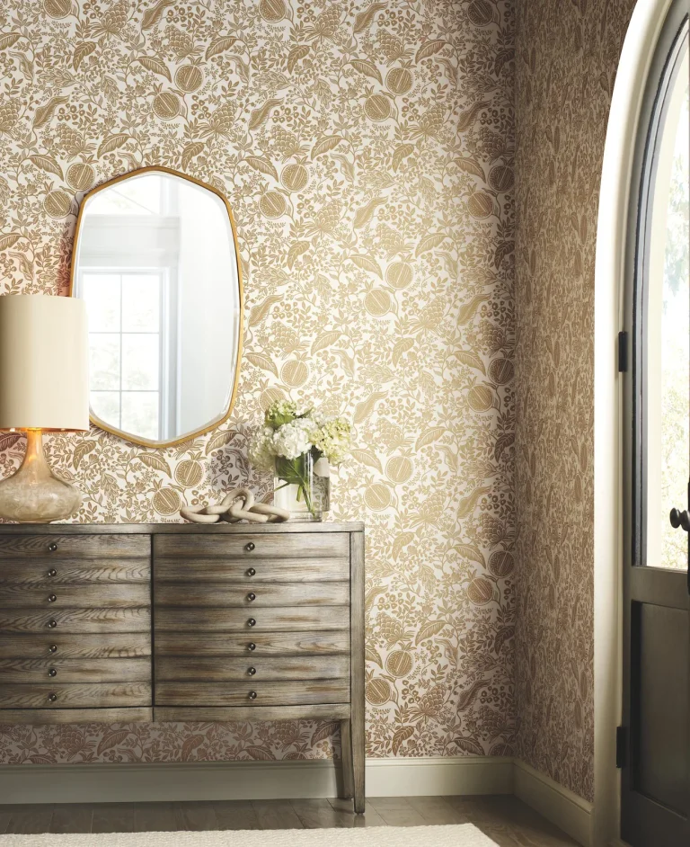 Rifle Paper Co. Pomegranate Wallpaper - White & Metallic Gold — Image 3