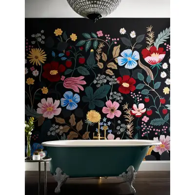 Rifle Paper Co. Strawberry Fields Peel and Stick Wall Mural - Black