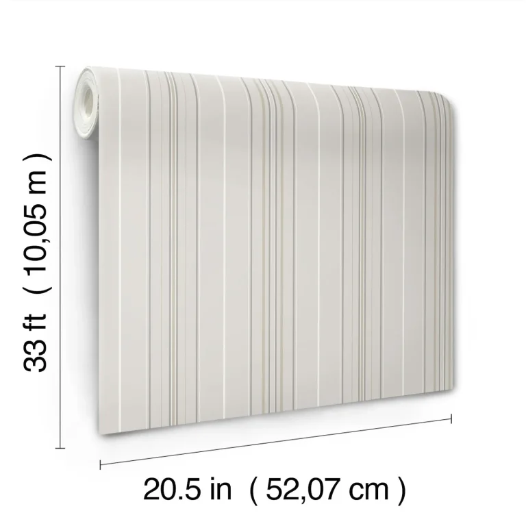 Chesapeake Lascelle Modern Pinstripe Wallpaper - Light Grey — Image 4