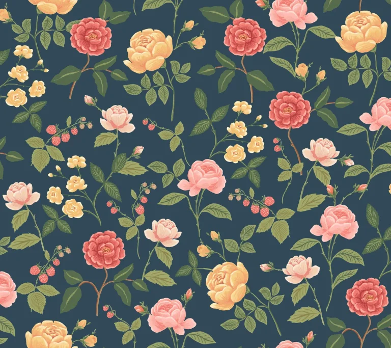 Rifle Paper Co. Roses Wallpaper - Navy — Ảnh 3