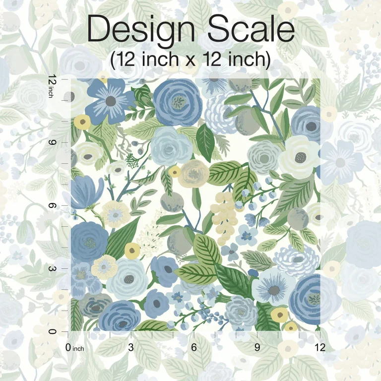 Rifle Paper Co. Garden Party Peel and Stick Wallpaper - Blue & Green Multi — Ảnh 4