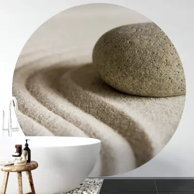 Stone in Sand - Wall Mural 5563 - Round - 144cm diameter