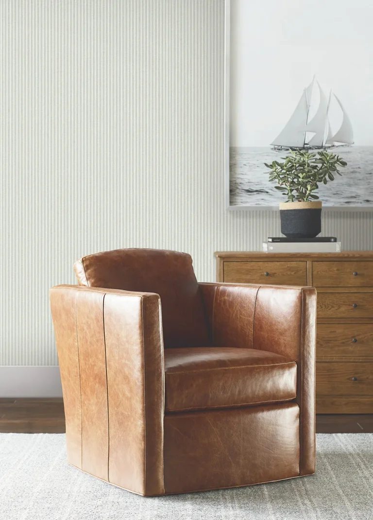 Ronald Redding Ticking Stripe Faux Linen Wallpaper - Sage — Ảnh 3